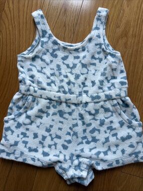 Open Edit Baby Romper in White with Light Blue